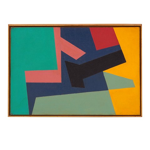 Poul Gadegaard, Denmark, 1920-92, oil on canvas, 
composition. Signed and dated 1954. Visible size: 
38x55cm. With frame: 40x57cm