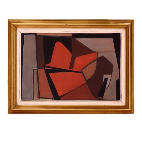 Preben Hornung, 1919-89, Denmark, oil on canvas. 
Composition signed and dated May 1950. Visible 
size: 28x41cm. With frame: 40x52cm