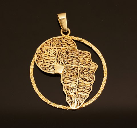 Adhering jewelry, 18ct gold, Africa shaped
