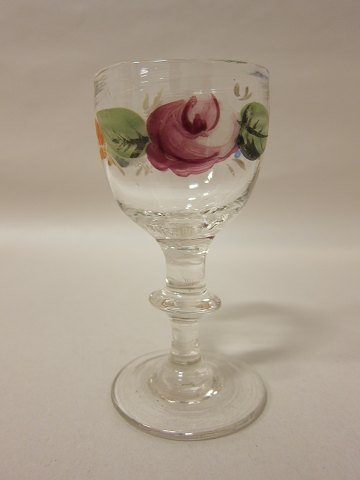 Schnapsglas, blumendekoriertes, antikes, dänisches
Um 1880
H: 9cm