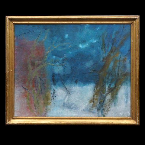 Oluf Høst, 1884-1966, oil on canvas: Winter sky, 
Bornholm, Denmark. Signed circa 1950. Visible 
size: 64x79cm. With frame: 76x91cm