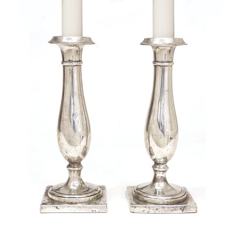 A pair of 19th century pewter candlesticks. 
Denmark circa 1830. H: 22cm