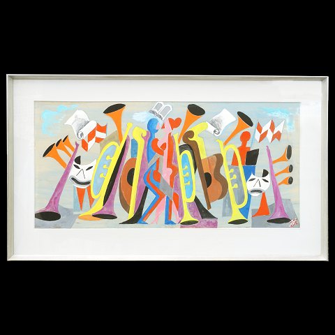 Svend Johansen, 1890-1970: Theater impressions. 
Signed. Visible size: 55x93cm. with frame: 57x95cm