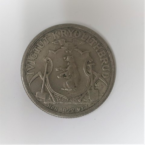 Grønland. Kryolith. Kobbernikkel 10 kr. 1922. Med riflet rand.