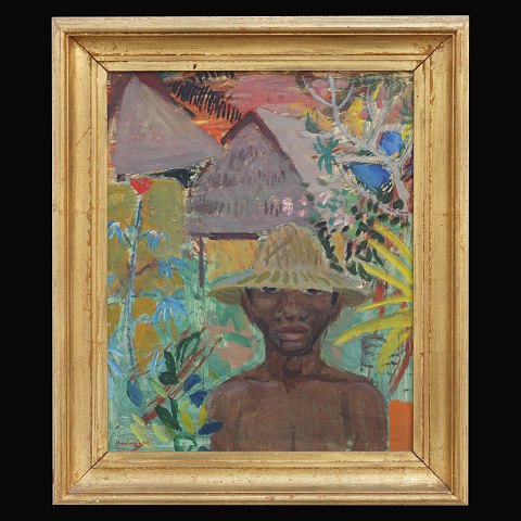 Harald Heiring, 1906-95, oil on wood. Signed and 
dated 1961. Motive from Bali. Visible size: 
43x34cm. With frame: 55x46cm