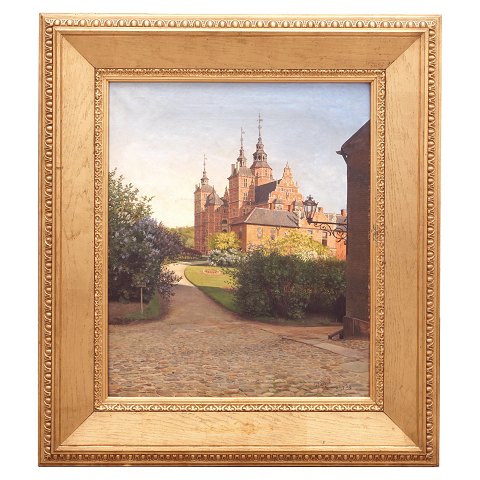 Josef Theodor Hansen, 1848-1912, oil on canvas. 
The Castle Rosenborg, Copenhagen. Signed 1894. 
Visible size: 62x50cm. With frame: 90x78cm
