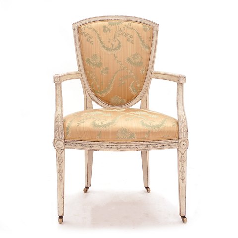 A Danish late 18th century armchair in the manner 
of Lillies. Denmark circa 1780-90. H: 94cm. H S: 
47cm. W: 60cm. D: 50cm
