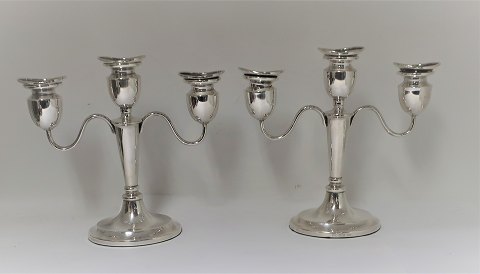 Toxvärd. 3-armiger Kerzenhalter aus Silber (925). Ein Paar. Höhe 19 cm.