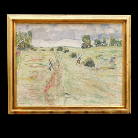Sigurd Swane, 1879-1973, oil on canvas. Field 
workers. Signed and dated 1936. Visible size: 
59x76cm. With frame: 73x90cm