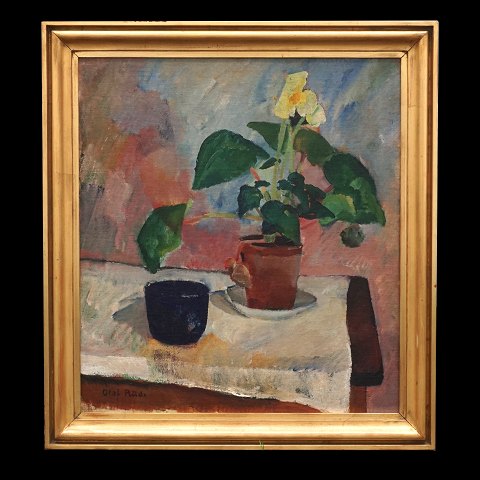 Olaf Rude, 1886-1957, oil on canvas. Stillife with 
flowers and bowl. Signed. Visible size: 73x66cm. 
With frame: 87x80cm