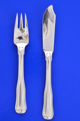 Georg Jensen sølvbestik Dobbeltriflet fiskebestik