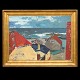 Olaf Rude, 1886-1957, Öl auf Leinen: Aussicht aus Gudhjem auf der Insel 
Bornholm. Signiert und datiert 1932. Lichtmasse: 73x100cm. Mit Rahmen: 90x117cm