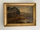 Mondschein- / Mondgemälde von Edward Henry Holder, 
vermutlich von Friars Crag, Derwentwater, UK, 
Vollmondöl der 1880er Jahre, Öl auf Leinwand