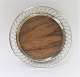 A. F. Rasmussen. Sterling (925). Round tray with wooden base. Diameter 33 cm.