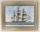 Bing & Gröndahl. Porzellan. Dänische Schiffsporträts. Bild der Fregatte 
"Friedrich der Siette". Maße: Breite 38* 30 cm. 3500 wurden produziert und 
dieser ist nummer 97.