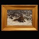 Bruno Liljefors, 1860-1939, Öl auf Leinen. Schneelandschaft mit Fuchs und 
Krähen. Signiert und datiert 1881. Lichtmasse: 23x36cm. Mit Rahmen: 37x50cm