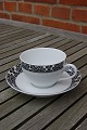 Bella Black by Pillivuyt French porcelain, 
settings cups and saucers.