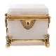 Mid 19th century French sugar box brass mounted. H: 9,5cm. W: 11,5cm