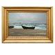 Aabenraa 
Antikvitetshandel 
präsentiert: 
Carl 
Locher, 
1851-1915, Öl 
auf Holz. Sturm 
am südöstlichen 
Strand ...