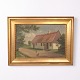 Gemälde auf Leinwand mit Bauernhausmotiv im vergoldeten ...