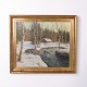 Signiertes Gemälde auf Leinwand mit Winterlandschaft, ...