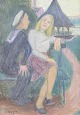 Kurt Lindon, “Sommarkväll”, pastel, listed Swedish artist.
