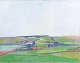 Danish artist, oil on canvas, modernist landscape, 1956.