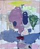 "Composition" Oil painting on canvas in a wide blind frame.