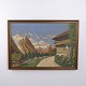 Ölgemälde mit Alpenlandschaft und Berghöfen, ca. 1940–1960