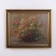 Osted Antik & Design präsentiert: Ölgemälde mit Tulpen in einem Geflochtenen Korb, ca. 1930–1950
