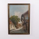 Ölgemälde auf Leinwand mit Straßenszene, Fachwerkhaus ...