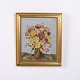 Blumenbild auf Platte mit Vase im Goldrahmen 40 x 34 cm