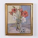 Blumenbild auf Leinwand im Goldrahmen 38 x 32,5 cm