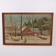 Ölgemälde auf Leinwand mit Winterlandschaft und Haus im ...