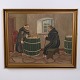 Gemälde auf Leinwand mit Kloster und Mönchen im ...