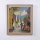 Osted Antik & Design präsentiert: Gemälde auf Leinwand mit Straßenmotiv im Goldrahmen 72 x 62 cm