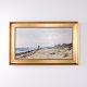 Osted Antik & Design präsentiert: Ölgemälde mit Küstenpartie aus Hornbæk im Goldrahmen von 1886 von Alfred Olsen