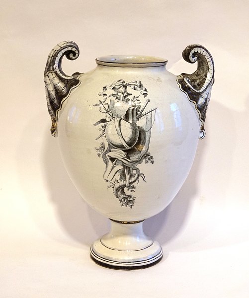 Big vase in sepia decoration.
Signed Marieberg