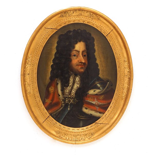 Big portrait of Christian V, 1646-99, oli on linen in a big gilded frame
Christian V was king og Norway and Denmark
Interior diameters: 69x53cm. With frame: 90x74cm
Item number: 26732
