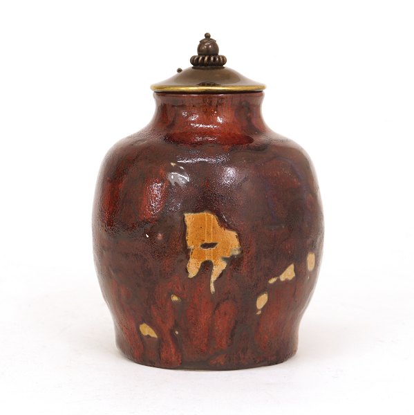 Patrick Nordström, 1870-1929, for Royal Copenhagen: Vase with bronze lid. Signed 
07.06.1918. H: 16,8cm