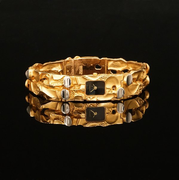 A 14kt gold Lapponia, Finland, quartz watch. Bracelet inside: Ca. 5x5,8cm