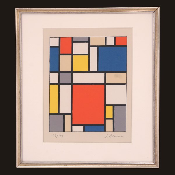 A Franciska Clausen, 1899-1986, serigraphy. Signed. Visible size: 27x20cm. With 
frame: 37x30cm