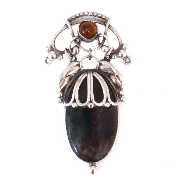 Early Kay Bojesen silver pendant dated 1918. Size: 6,2x3,3cm