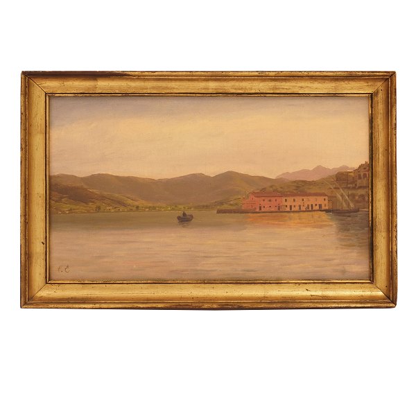 Christian Eckardt, 1832-1914, Öl auf Leinen. Südeuropäische Partie signiert um 
1880. Lichtmaße: 27x47 cm. Mit Rahmen: 35x55cm