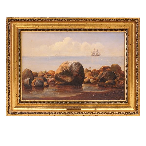 Vilhelm Groth, 1842-99, Öl auf Leinen. Partie vom Strand Skagens. Signiert und datiert Skagen 1883. Lichtmasse: 22x32cm. Mit Rahmen: 31x41cm