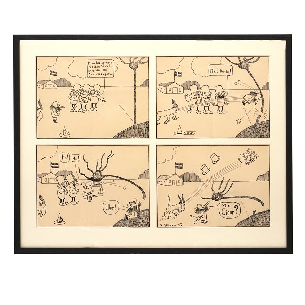 Robert Storm Petersen, 1882-1949. Vier Originalzeichnungen 1913-16. Grösse Mit Rahmen: 52x65cm