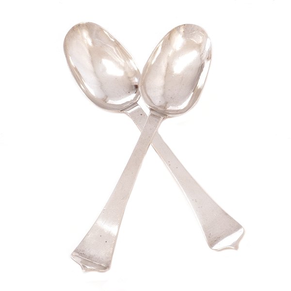 Ein Paar Rattenschwanz Silberlöffel von Bendix Aagesen Lund, Kopenhagen, 1719. L: 19,2cm