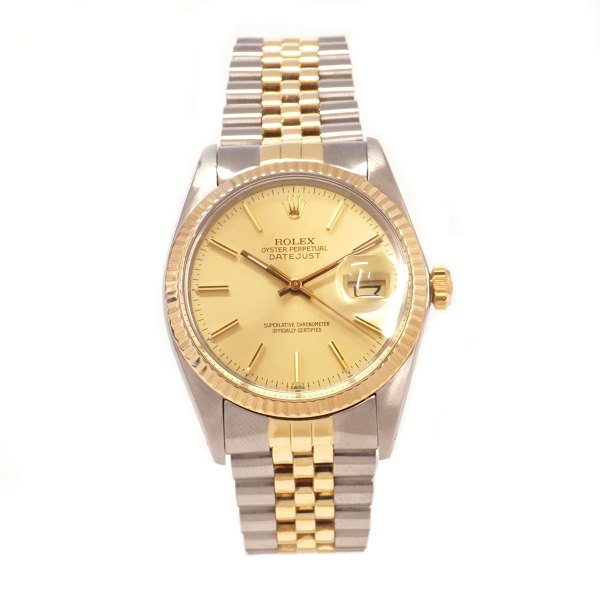 Rolex Oyster Perpetual Datejust g/s Ref. 16013. Mit Box und Zertifikat datiert 08.03.1982. D: 36mm