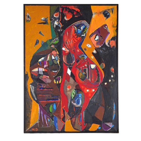 Mogens Balle Gemälde. Mogens Balle (1921–1988), Öl auf Leinwand. Das Gemälde ist mit „M.B.“ signiert und trägt den Titel „Maleri“ „Gemälde“) aus dem Jahr 1953. Maße: 100x72cm