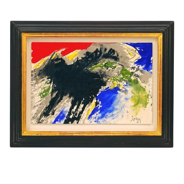 Asger Jorn, 1914-73, mixed media. Signiert "Jorn 61". Registriert im Verzeichnis des Museum Jorns unter der Nr. 2763. Lichtmasse: 31x45cm. Mit Rahmen: 48x62cm